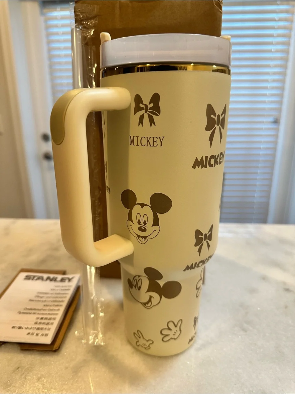 Stanley Disney Mickey Mouse Cream & Gold Limited Edition 40oz Quencher Tumbler - Picture 3 of 11
